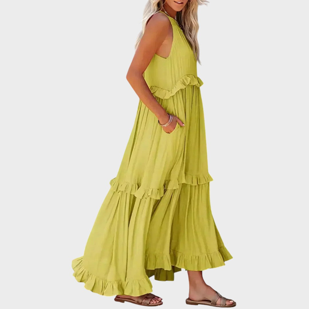 VESTIDO LARGO VOLANTES