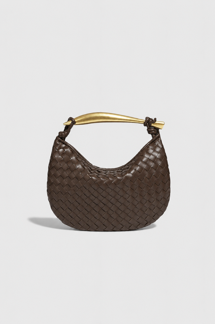 BOLSO TEJIDO CON ASA DORADA