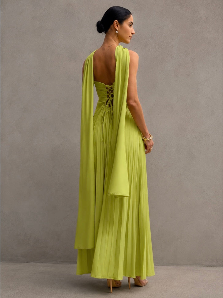 VESTIDO PLISADO SIN TIRANTES