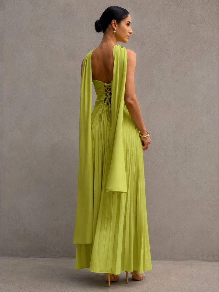 VESTIDO PLISADO SIN TIRANTES