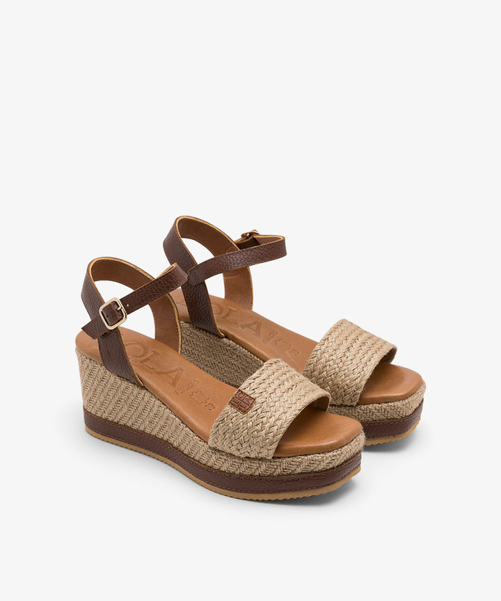 SANDALIAS CON CUÑA CUERO
